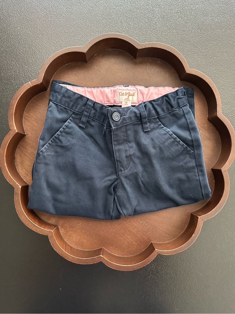 Girls Cat & Jack Uniform Navy Blue Pants With Adjustable Waist Size 5T